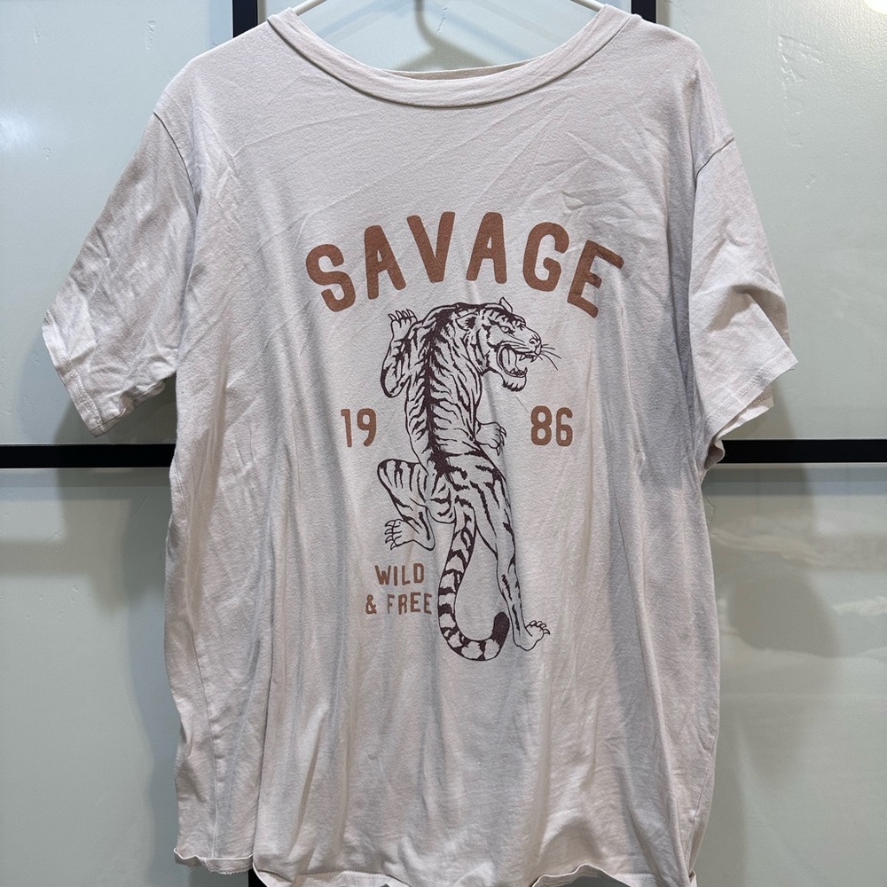 Bohme Cream Graphic Tee with Tiger Print